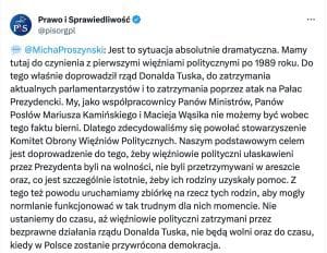 Former Polish minister Kaminski went on a hunger strike in prison 