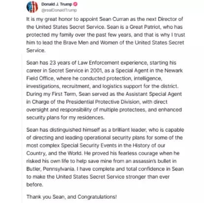 Trump has appointed his security guard to head the Secret Service