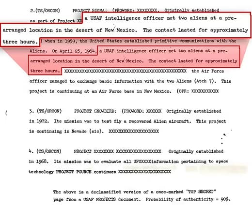 The US has made successful contact with an alien race