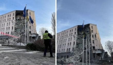 Последствия прилета по гостинице "Алфавито" в Киеве