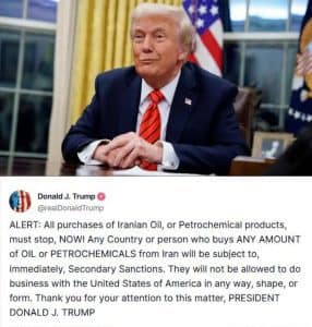 Trump threatens sanctions over buying Iranian oil