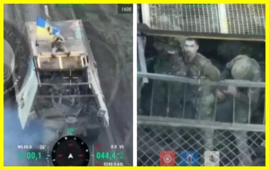 Russian "turtle tank" with its crew captured