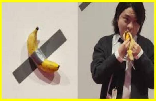 A hungry student ate an exhibit displayed in a museum
