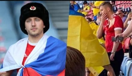 Болельщик в футболке РФ пришел на матч Украины против Швеции
