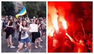 У здания МВД сторонники Стерненко праздновали  отставку Арсена Авакова